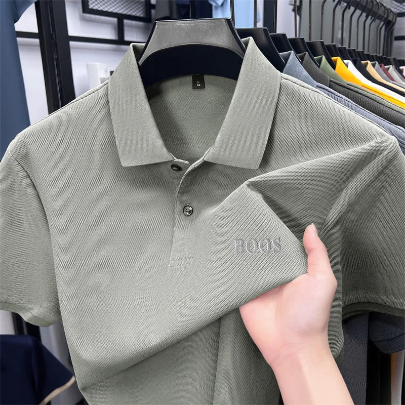 Cotton100% Men's Summer High Quality Short Sleeves Polo Shirt Lapel Button Letter Printing T-Shirt Business Leisure Men Clothing