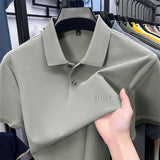 Cotton100% Men's Summer High Quality Short Sleeves Polo Shirt Lapel Button Letter Printing T-Shirt Business Leisure Men Clothing
