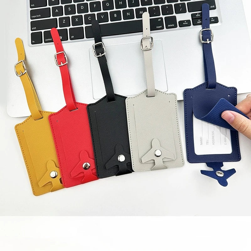 New Airplane Buckle Anti Lost Luggage Tags Thickened Flip Cover Luggage Tag Boarding Pass Suitcase Label Name ID Address Lable