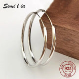 Somila S925 Sterling Silver Big Hoop Earrings For Women Brincos Moda Jewelry Accessories 3.0MM Fashion Cерьги Kольца 30-60MM