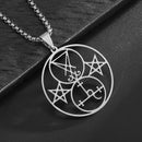 Collar con colgante de brújula de los siete arcángeles de Salomón, de acero inoxidable, estilo retro, amuleto de la suerte para hombre.