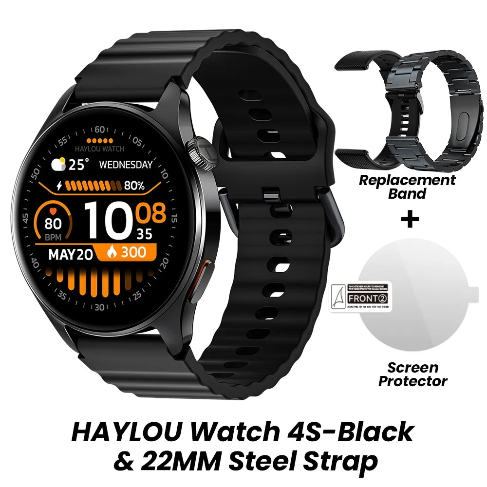 Smartwatch HAYLOU Watch 4S com GPS, tela AMOLED HD de 1,43", posicionamento GPS via 5 satélites e mais de 120 modos de treino – Relógio inteligente para esportes e fitness