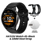 Smartwatch HAYLOU Watch 4S com GPS, tela AMOLED HD de 1,43", posicionamento GPS via 5 satélites e mais de 120 modos de treino – Relógio inteligente para esportes e fitness