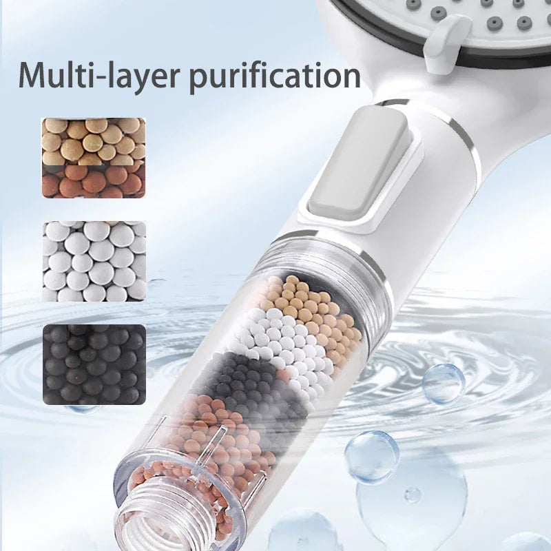 5 modos de cabeça de chuveiro anti calcário filtro higiênico remover calcario titular alça chuvas spa mangueira conjunto para acessórios do banheiro