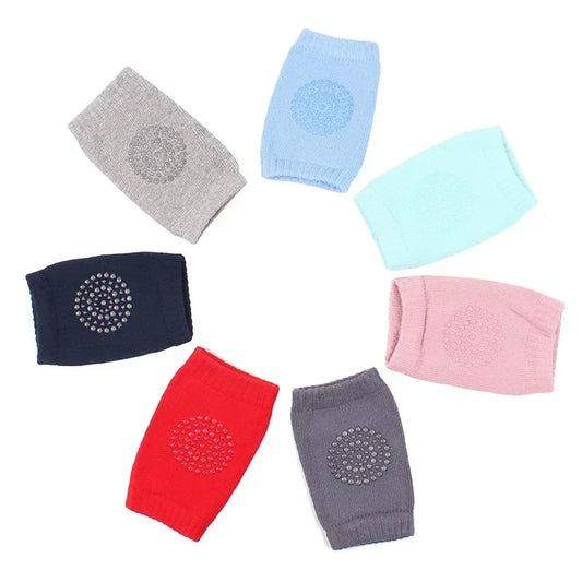 Rodilleras para bebés de color liso con punta de pegamento, antideslizantes, transpirables, para gatear en verano