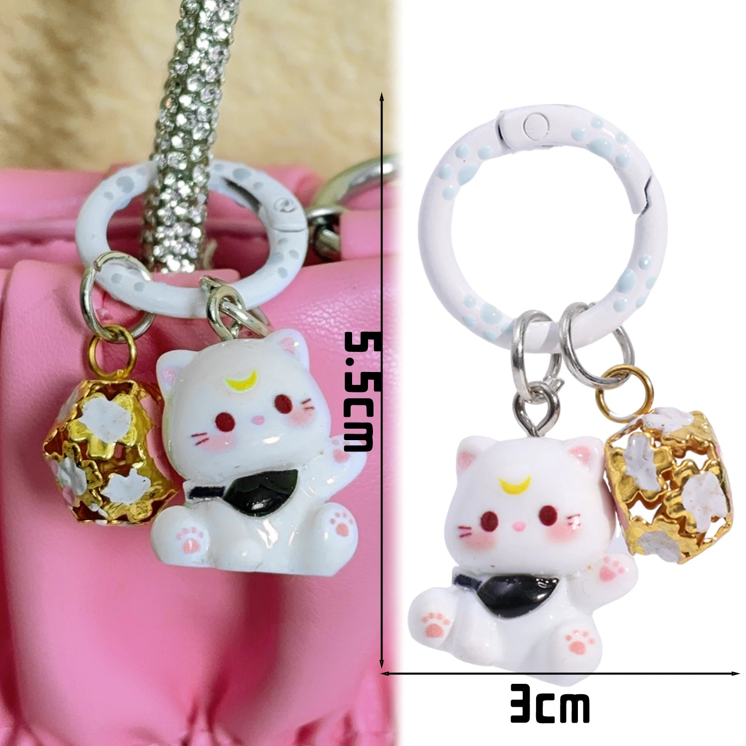 1/6Pcs Colorful Cat Bell Keychains for Friends Backpack Phone Pendant Hangings Couple Cartoon Animal Paw O-shaped Keychains