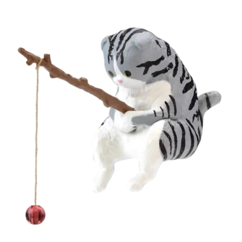 Fishing Cat Ornaments Fish Tank Landscaping Aquarium Decoration Mini Cat Statue Fish Tank Accessories Household Supplies