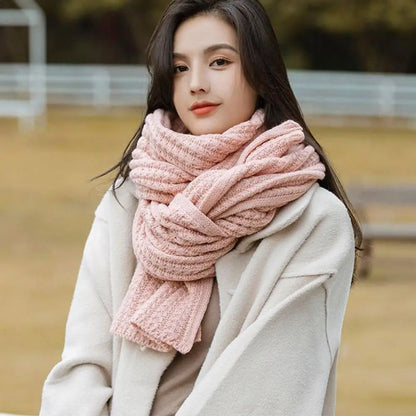 Bufanda de lana tejida, bufandas gruesas para exteriores, resistentes al viento, térmicas, chales largos, tejidas a crochet, pañuelo para el cuello, bufanda para pareja