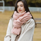 Bufanda de lana tejida, bufandas gruesas para exteriores, resistentes al viento, térmicas, chales largos, tejidas a crochet, pañuelo para el cuello, bufanda para pareja