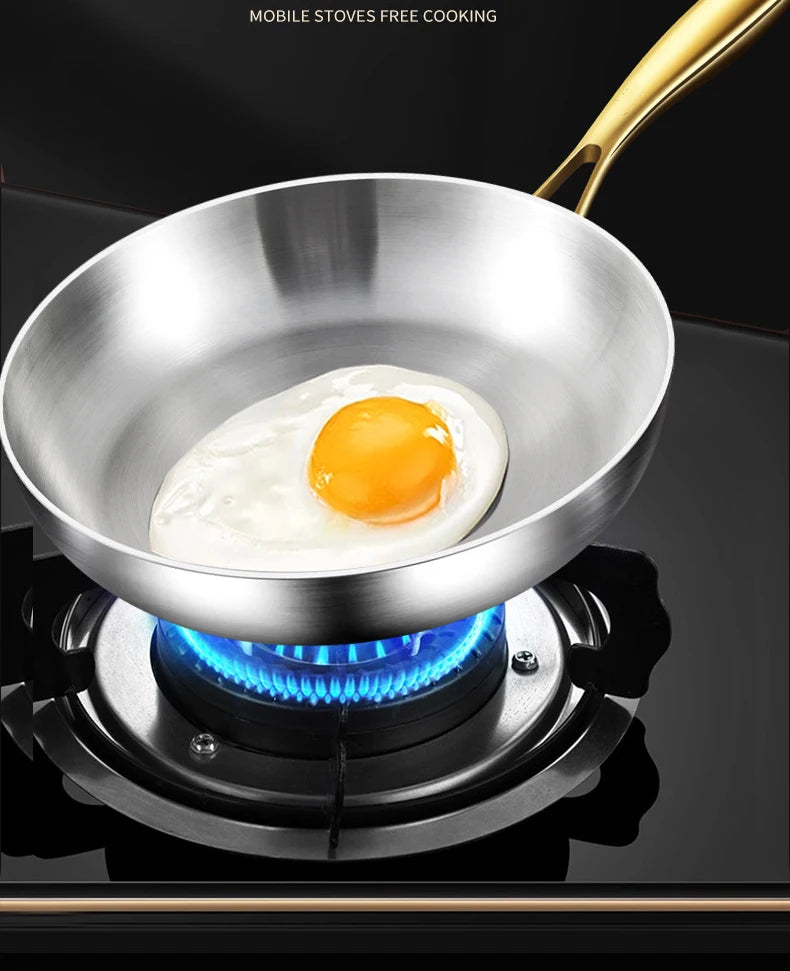 316 Stainless Steel Frying Pan Wok Pan Nonstick Cooking Fried Steak Gas Stove Pot Induction General Saucepan Kitchen Cookware