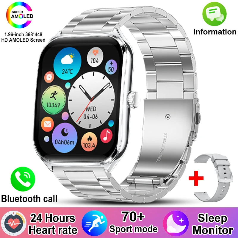 New For OPPO Ultra Thin Smart Watch Men Woman 1.96" HD AMOLED 70+Sports Mode Health Monitor Bluetooth Call Waterproof Smartwatch
