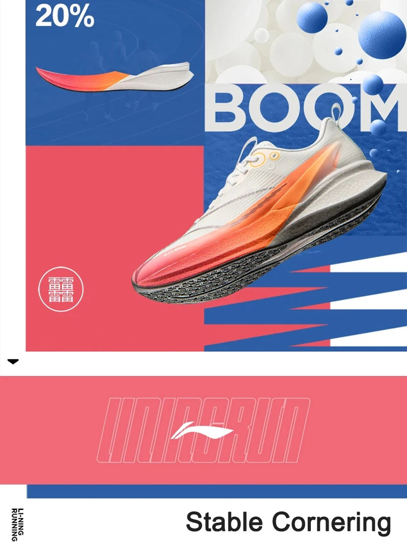 Li-Ning Men's RED HARE 8 PRO Racing Running Shoes BOOM Cushion LN DWR Water Repellent Breathable LiNing Wearable Sneaker ARPV015