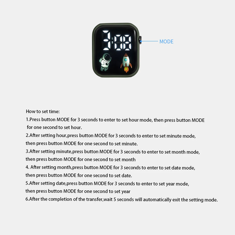 New Student Smart Watch Men's and Women's Astronaut Rocket Touch Screen Sports Electronic Watch Children's Festival Gift