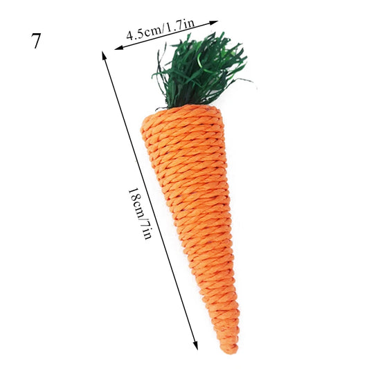 Hamster Rabbit Chew Toy Bite Grind Teeth Toys Corn Carrot Woven Balls for Tooth Cleaning Radish Molar Toys Cat Pet Supplies 1pc