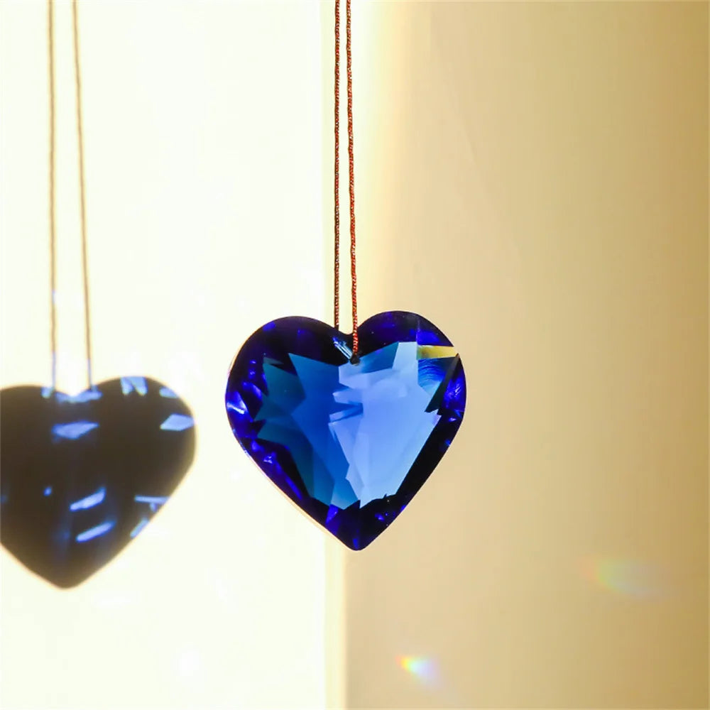 45mm Hanging Heart Suncatcher Prism Pendant Crafts for Home Office Garden Decoration Rainbow Maker Window Pendant 2025 Xmas Gift