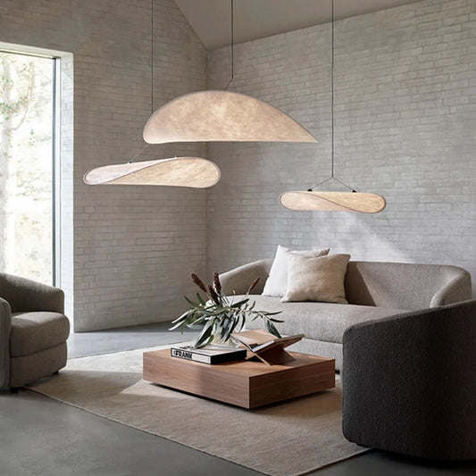 Wabi Sabi Silk Pendant Lamp Modern LED Ceiling Chandelier Light for Living Room Dining Bedroom Indoor Home Decor Light Fixtures