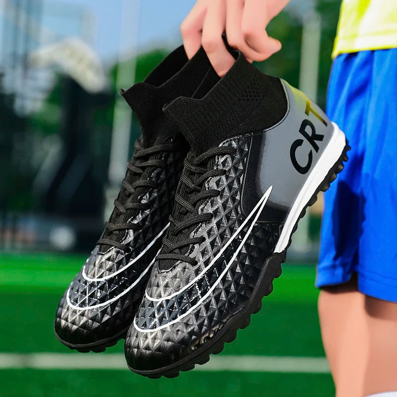 Professional Society Football Boot Men High-top Leather Lightweight TF/FG Five-a-side Soccer Shoes Childrens Football Shoes Kids