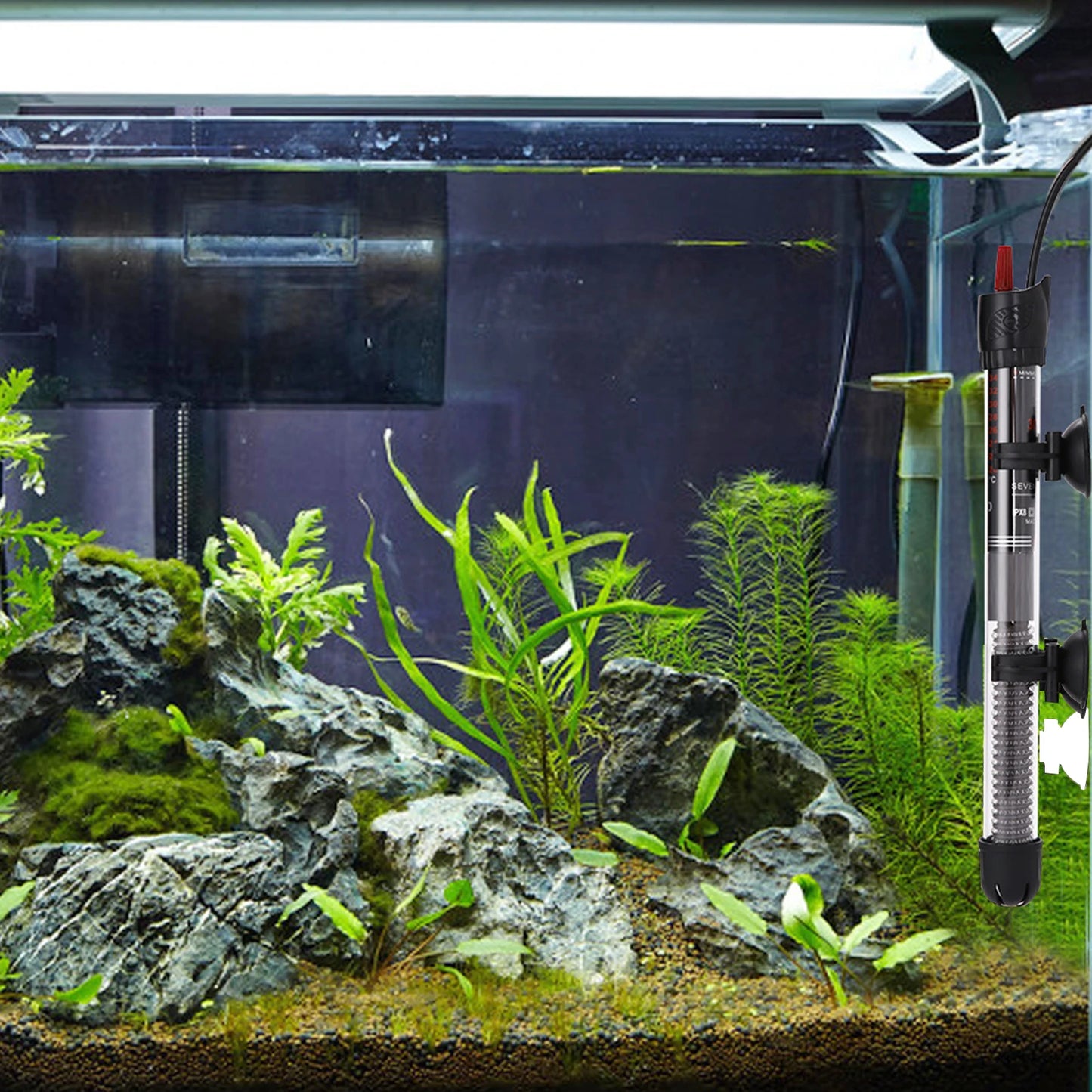 Aquarium Fish Tank Heater Submersible Fish Tank Heater Sensitive Thermostat Multi-angle Installation 25W 30L/50W 60L Turtle Tank