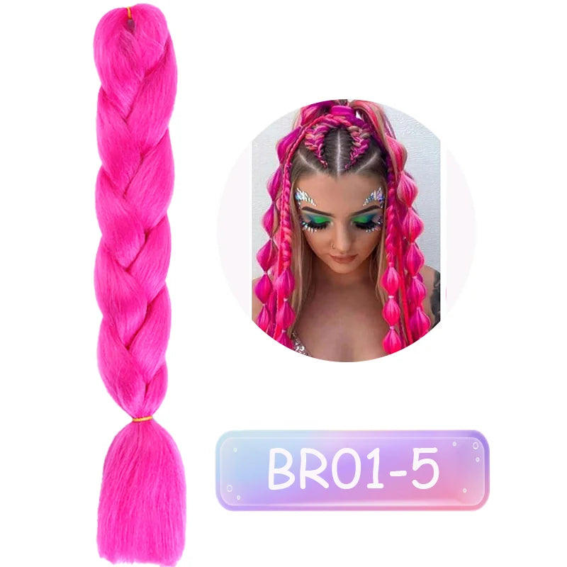 Lupu 24 "extensões de cabelo sintético longo ombre trança para mulheres preto roxo rosa azul loiro jumbo tranças suporte atacado