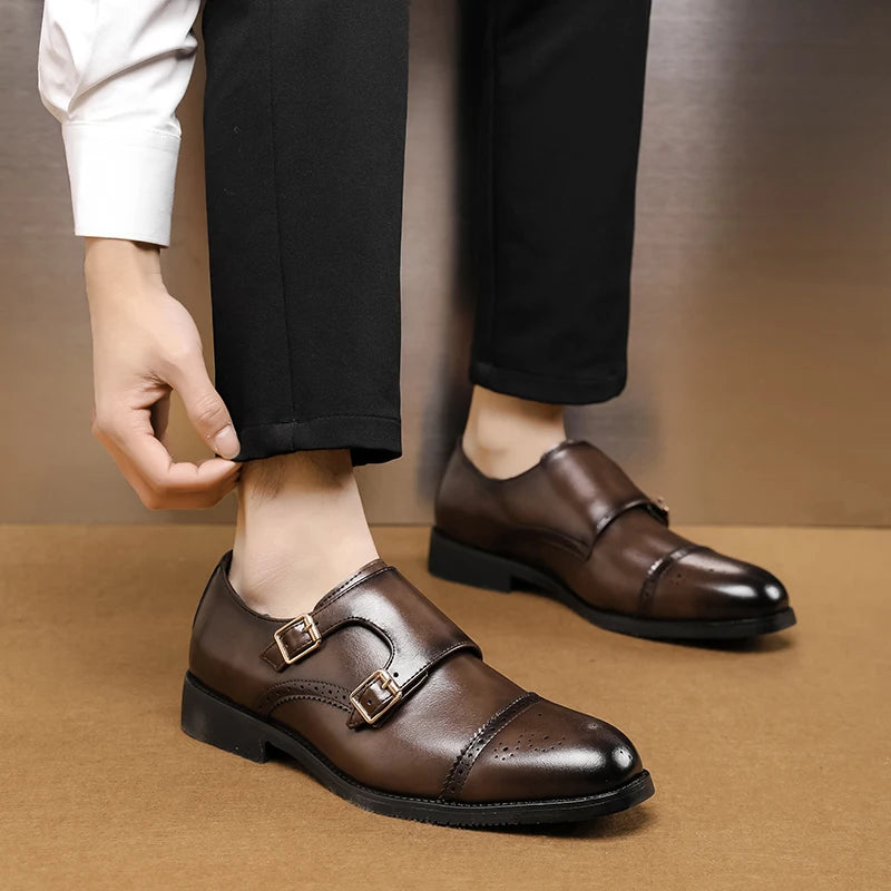 Sapatos Oxford Masculinos Italianos Marrons Cano Baixo Casual de Negócios Sapatos de Couro Masculinos para Banquete Sola Macia Tamanho Grande: 38-48