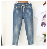 XL-6XL Plus Size jeans for Women Mom Jeans Woman Elastic High Waist Blue BaggyJeans Denim Ripped Jeans Female Harem Pants
