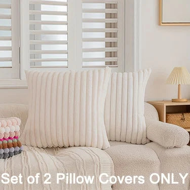 1pc  Plush Decorative Throw Pillow Cover Fuzzy Striped Soft Throw Pillow Covers Cushion Covers for Sofa living room Bedroom