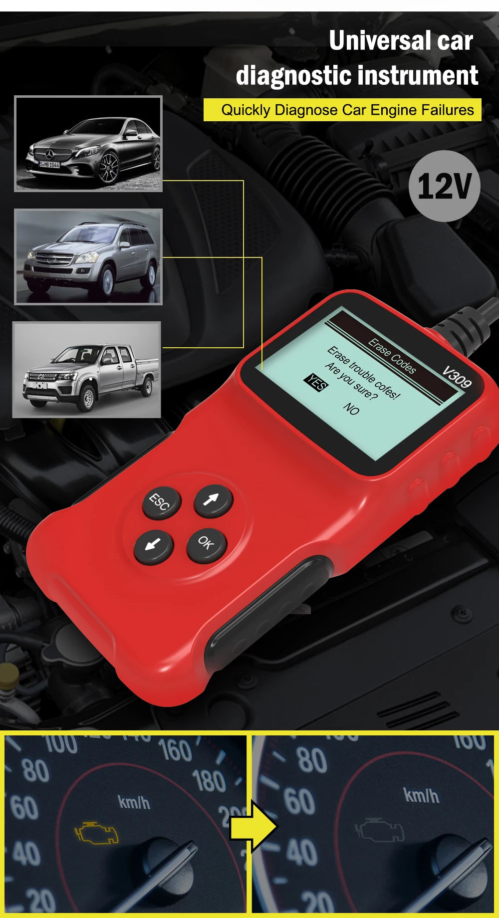 New OBD2 Scanner Professional Auto Engine System Diagnostic Lifetime Free Automotive DTC Lookup Code Reader Car Diagnostic Tool
