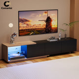 Comanlai 240cm Modern TV Cabinet with LED Lights  Living Room TV Cabinet with 3 Drawers and Open Storageextendable TV Stands