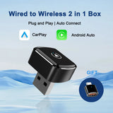 Wireless 2IN1 CarPlay Android Auto Wireless Supermini Box Adapter Plug And Play Dongle Bluetooth WiFi Fast Connect