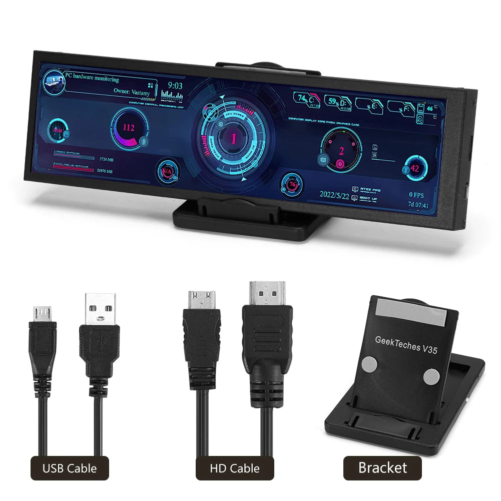 3/5/8.8inch IPS USB Secondary Screen HD-MI Computer CPU GPU RAM HDD SSD Monitor USB Sub Display 480X1920 For Raspberry Pi Linux