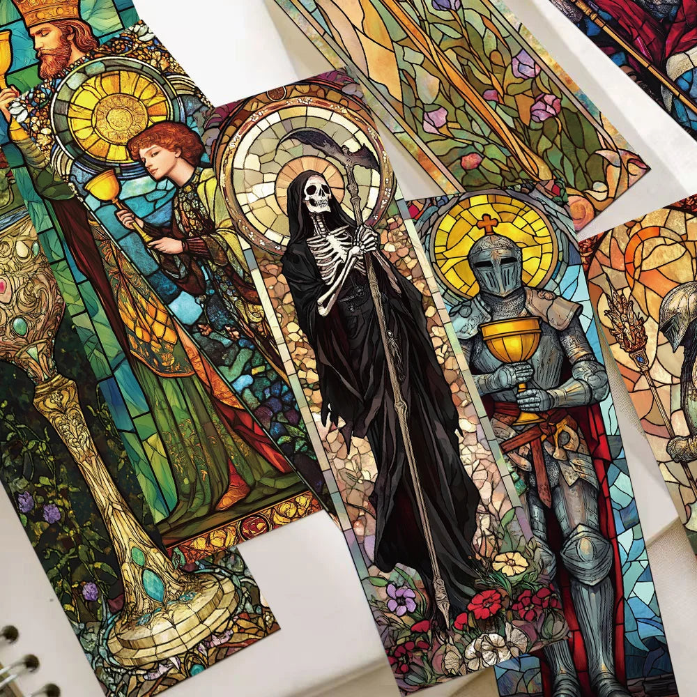 30pcs stained glass tarot card bookmarks for students paper card decorating books book page marking page book marking DIY