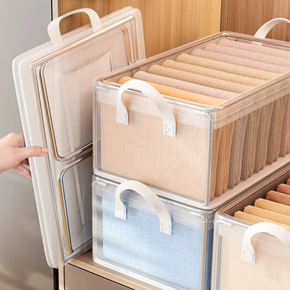Cesta de almacenamiento transparente de PVC para ropa interior, caja de almacenamiento con marco de acero inoxidable, organizador de armario, caja de tela impermeable