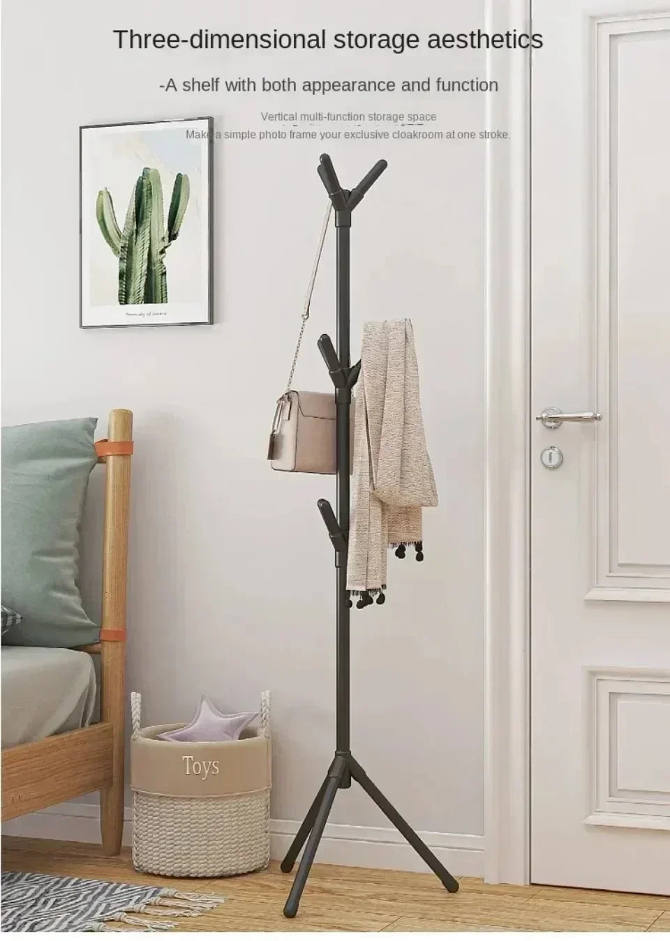 Perchero móvil de pie con múltiples ganchos, con forma de rama de árbol, práctico perchero para el hogar, la sala de estar y el almacenamiento de ropa.
