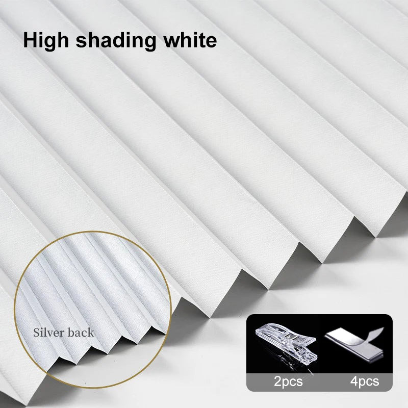 Self-Adhesive Pleated Blind High Shading Non-Woven Window Shade Bathroom Kitchen Balcony Zebra Blackout Curtain