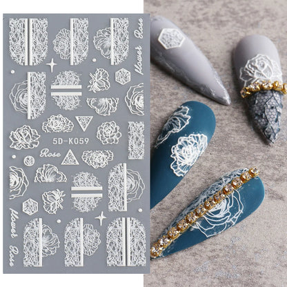 Stickers for Nails Marine Punk Black Line Design Art Slider Party Cool Decoration Adhesive Decal Emboss DIY Manicure Accessories