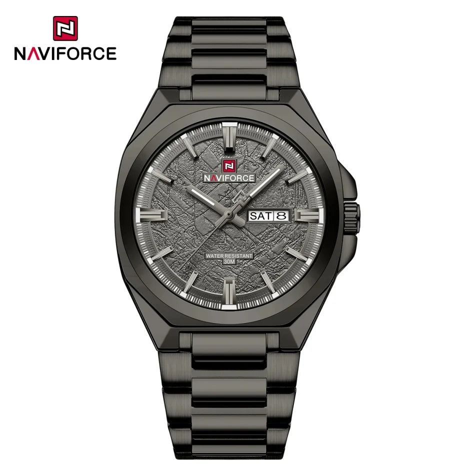 New Style NAVIFORCE Men's Wrist Watch 3ATM Waterproof Stainless Steel Band Luminous Pointer Display Luxury Boys Watches Gifts