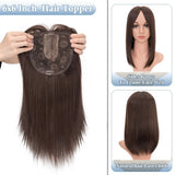 Benehair 14'' 18'' Hair Toppers with Bangs for Women Synthetic 6x6 Top Hairpieces Wigs Long Straight Clip in Hair Extension