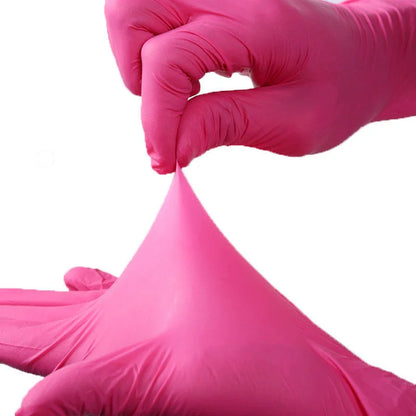 Luvas Descartáveis de Nitrilo Sem Látex para Tintura de Cabelo, Luvas De Limpeza Para Beleza, Tintura De Cabelo, Salão De Unhas, Pó Rosa, 20 unid, 50 unid, 100 unid