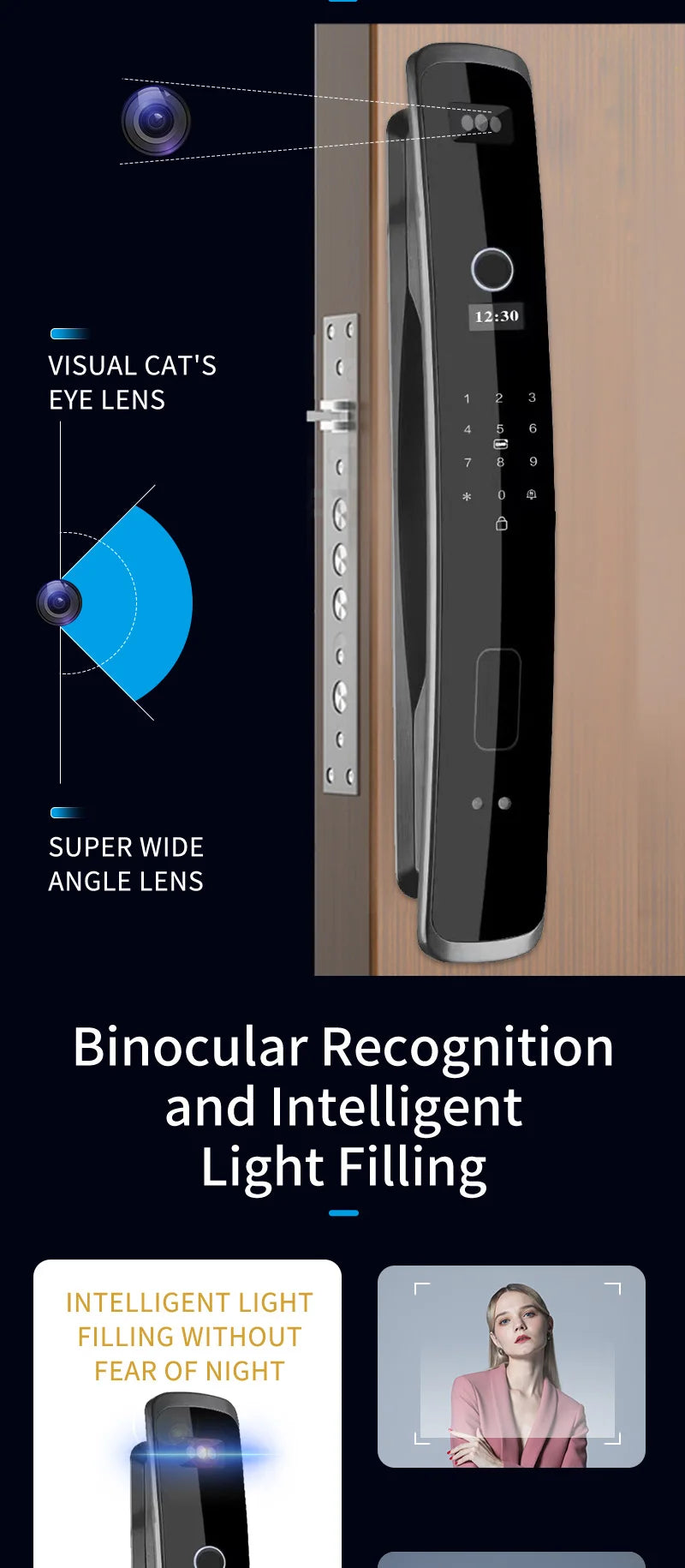 Wishome Biometric Recognition Smart Door Lock remote control Fingerprint Password IC Card APP Wifi Lock Unlock