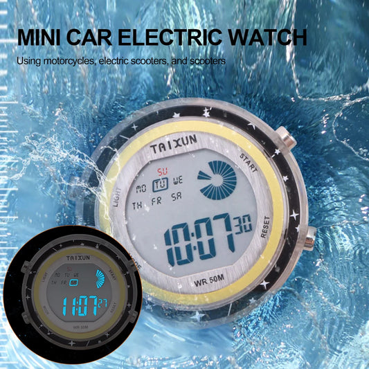Motorcycle Digital Clock Waterproof Motorbike Stick-on Dashboard Car Clock Car Stick-On Mini Watch For Dashboard Boat Bike