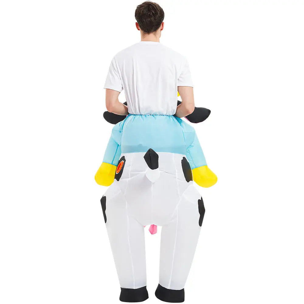 Adult Rooster Inflatable Costume Funny Unicorn Elk Animals Inflatable Suit Halloween Carnival Half Body Blow Up Suit for Cosplay