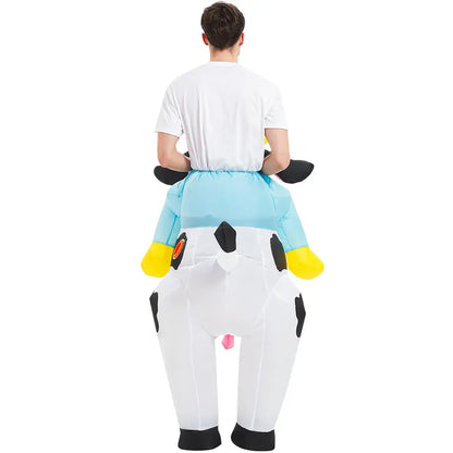 Adult Rooster Inflatable Costume Funny Unicorn Elk Animals Inflatable Suit Halloween Carnival Half Body Blow Up Suit for Cosplay