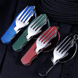 Juego de utensilios plegables para acampar: combinación multifuncional de cuchillo, tenedor y cuchara para actividades al aire libre y deportes, Camping, Picnic y viajes