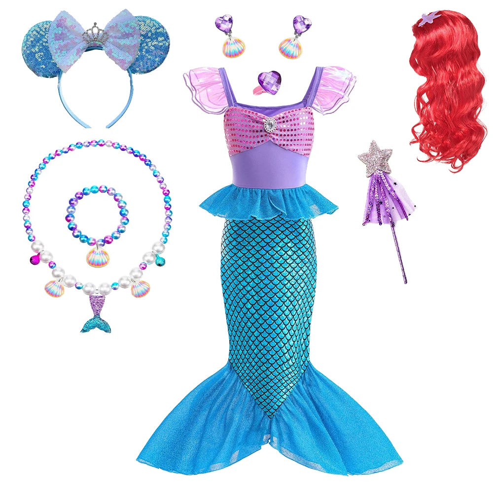 Children's Mermaid Cosplay Costume Girls' Role Play Costume Carnival Halloween Birthday Party Costume Summer Princess Dress