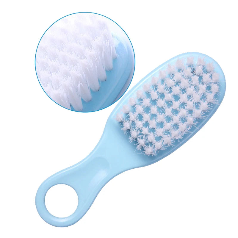 Juego de 2 cepillos y peines para bebé, portátiles, para recién nacidos y niños pequeños, cepillo de pelo suave, masajeador de cabeza, suministros para el cuidado del cabello de bebés y niños.