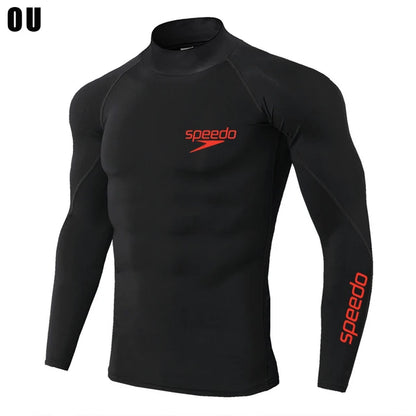 Men's Long Sleeve Turtleneck Compression Shirts, Sports Tights, Running &amp; Gym Tops, Cool Dry, Sun Protection 