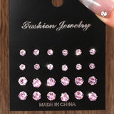 Luxuoso e Simples Brincos Decorativos de Zircônia, Brilhante e Carinhoso, Adequado para Presentes, Festas, Casais, 12 Pares