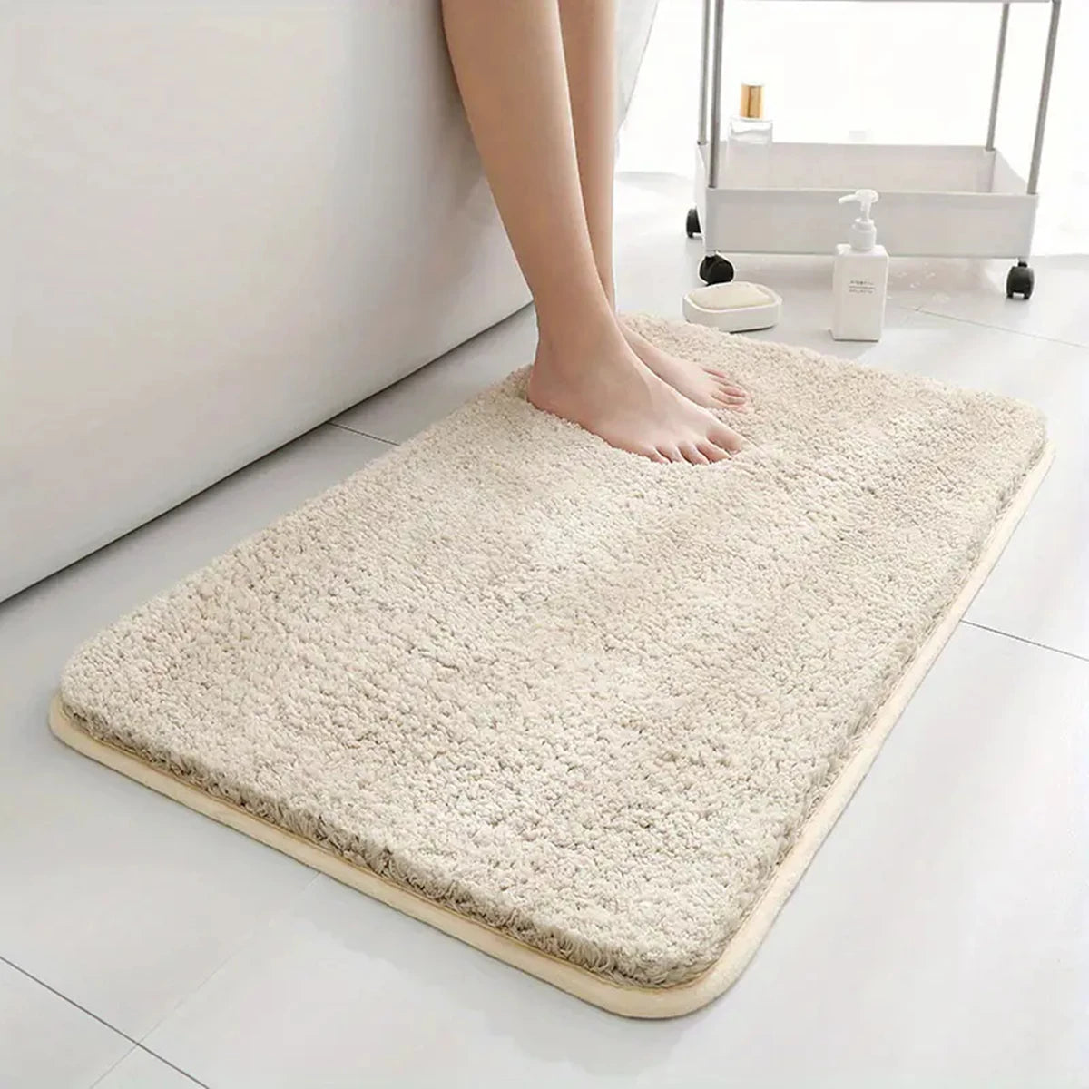 Alfombra de baño antideslizante con absorción de agua, alfombra de baño gruesa, alfombra de pelo largo, alfombra de inodoro duradera y lavable a máquina