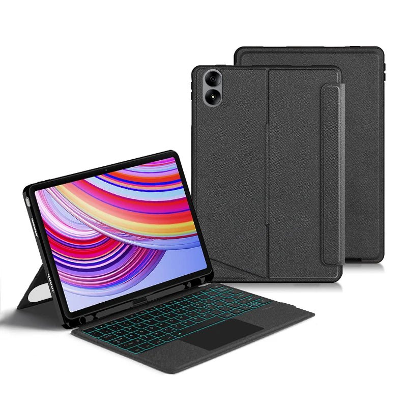 AJIUYU Backlight Magic Keyboard For XiaoMi Redmi Pad Pro 12.1 inch Folio Smart Case Portuguese Spanish Arabic Keyboard Cover