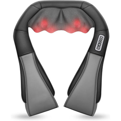 Masajeador Shiatsu de cuello y hombros, masajeador de espalda con calefacción en forma de U, almohada de masaje eléctrico de amasamiento profundo para cuello, cintura, piernas y cuerpo.